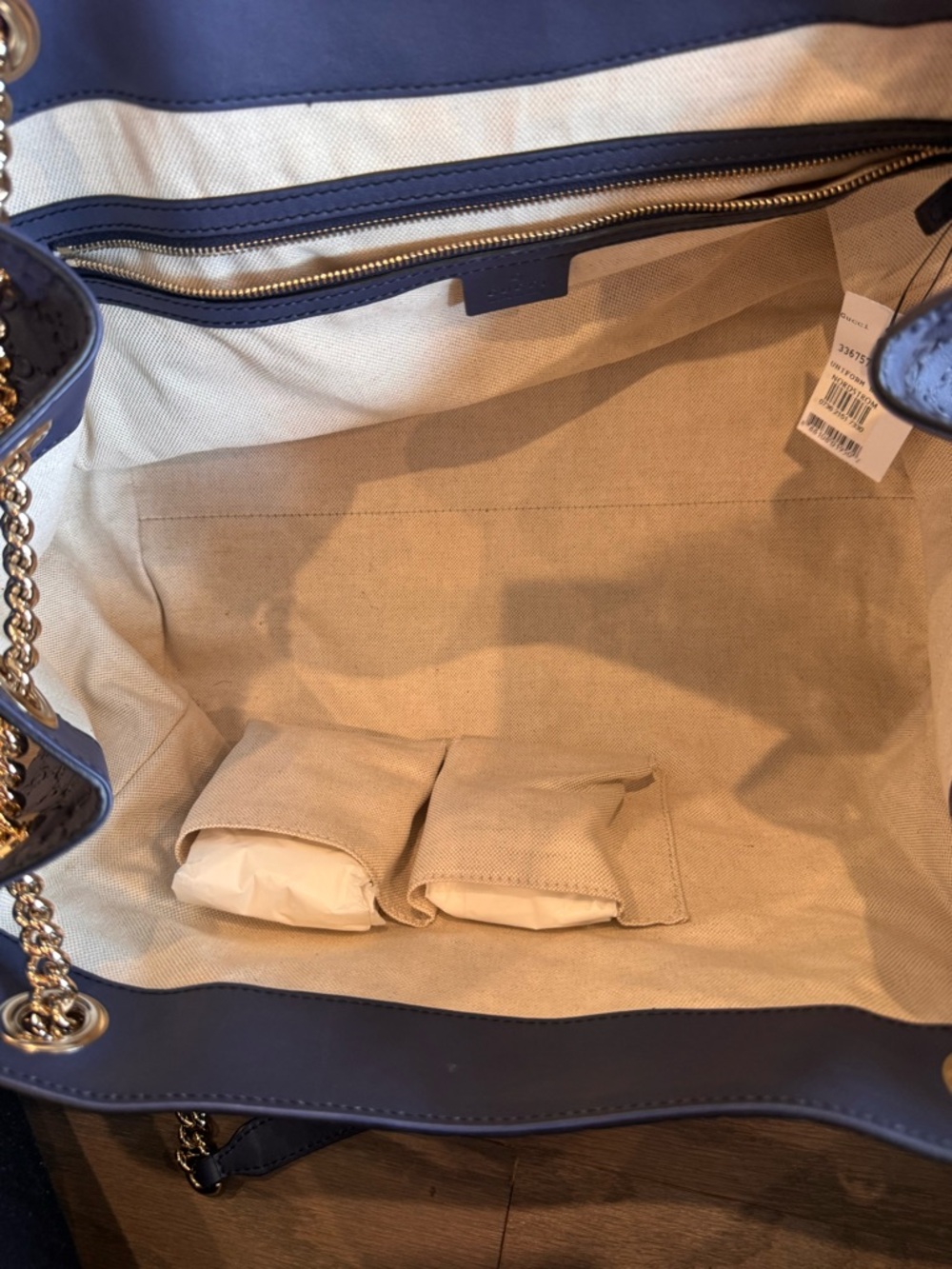 Gucci Emily Blue GG Leather Shoulder Bag with Gold Chain Guccissima bag - Picture 3 of 8